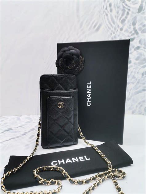 chanel phone bag silver|Chanel phone case with chain.